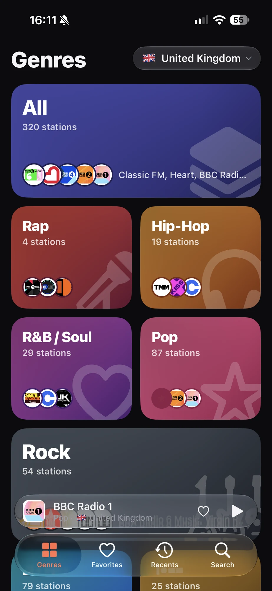 Sorted by genre. Local first.